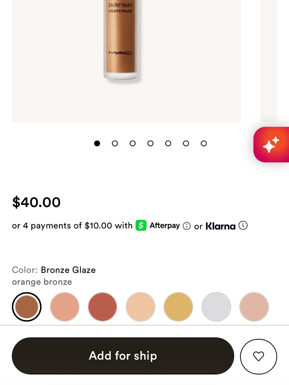MAC Cosmetics Skinfinish - Bronze Glaze (Orange Bronze) new in box